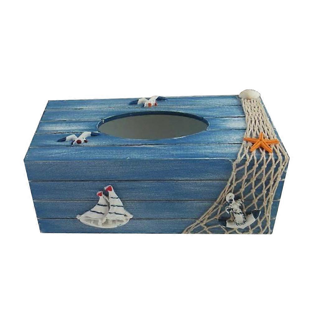 الشاطئ مناديل مربع الزخرفية تنظيم حامل المناديل لاستخدام السيارات 24x12x10cm الأزرق المراكب الشراعية نمط 1 قطعة