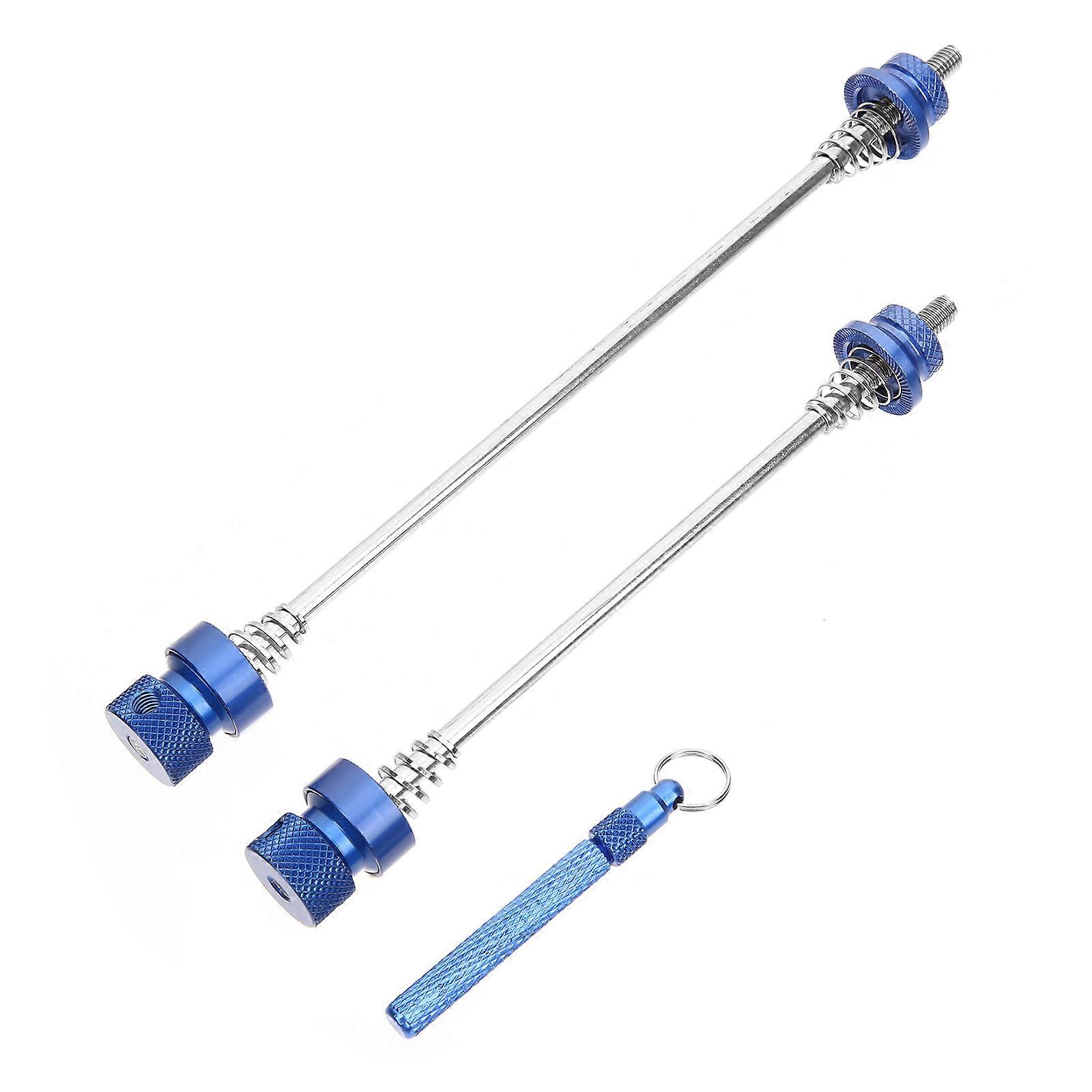 Blue Bike Quick Release Skewer with Springs for Universal Metal Security Lock Lever Prevent Theft