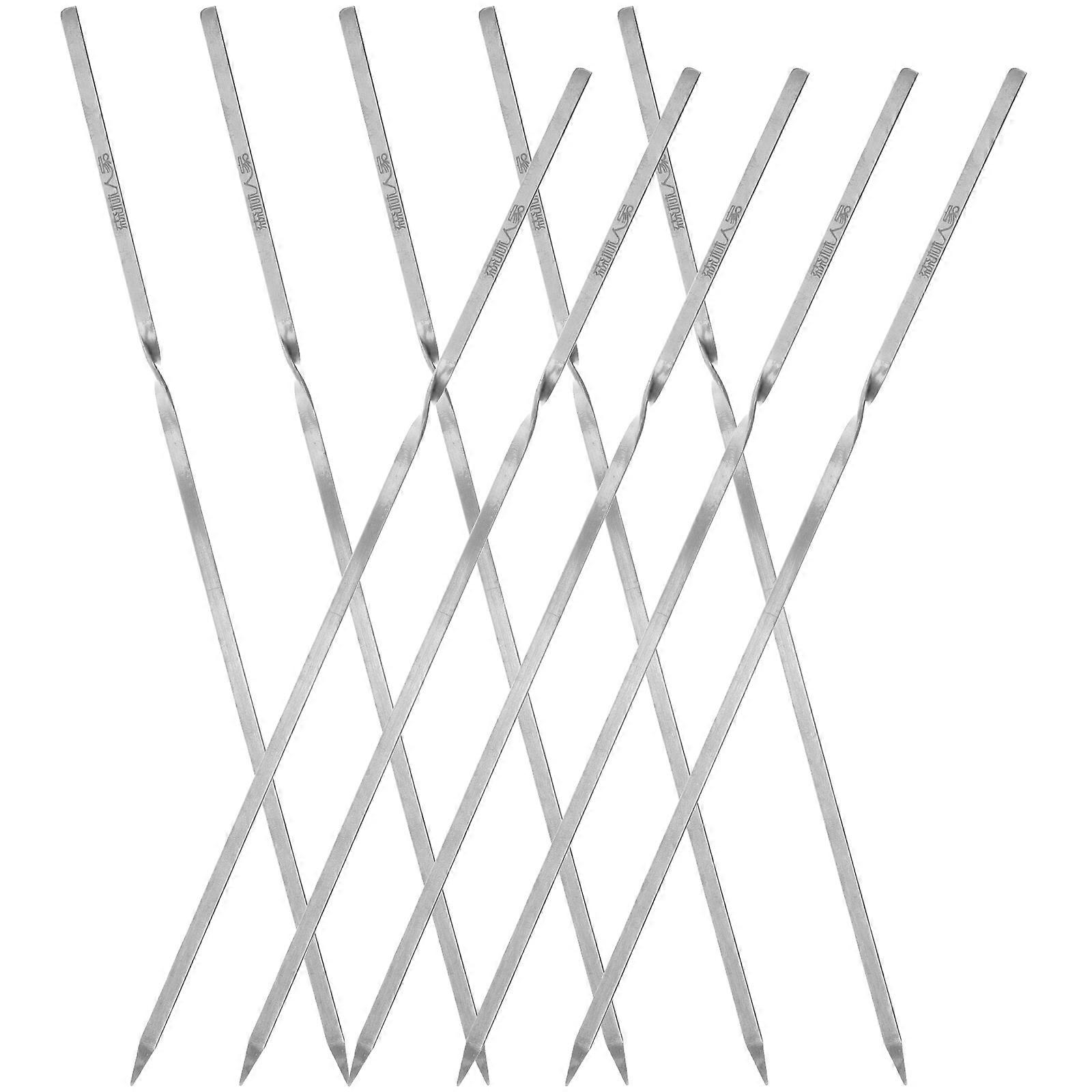 Rustfrit stål grillspyd til grillning med fladt design Perfekt til udendørs grill 10 stk