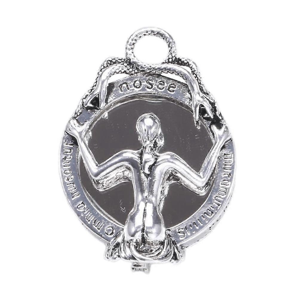 Skull Mirror Brooch For Men Women Cosplay Costume 4X2.9Cm Silver Durable Punk Character 1Set