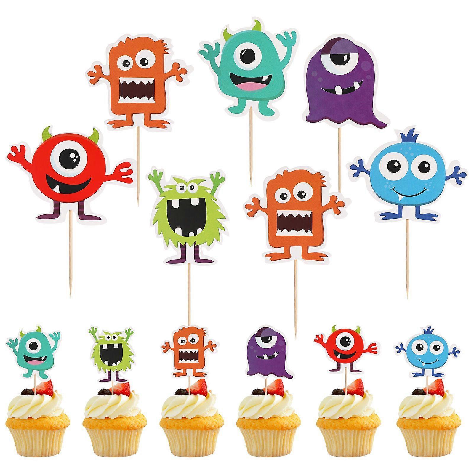 12 Pcs/2 Packs Pattern Paper Cake Toppers Cake Decoration Cake Inserts Cake Picks for Birthday Party Random Style