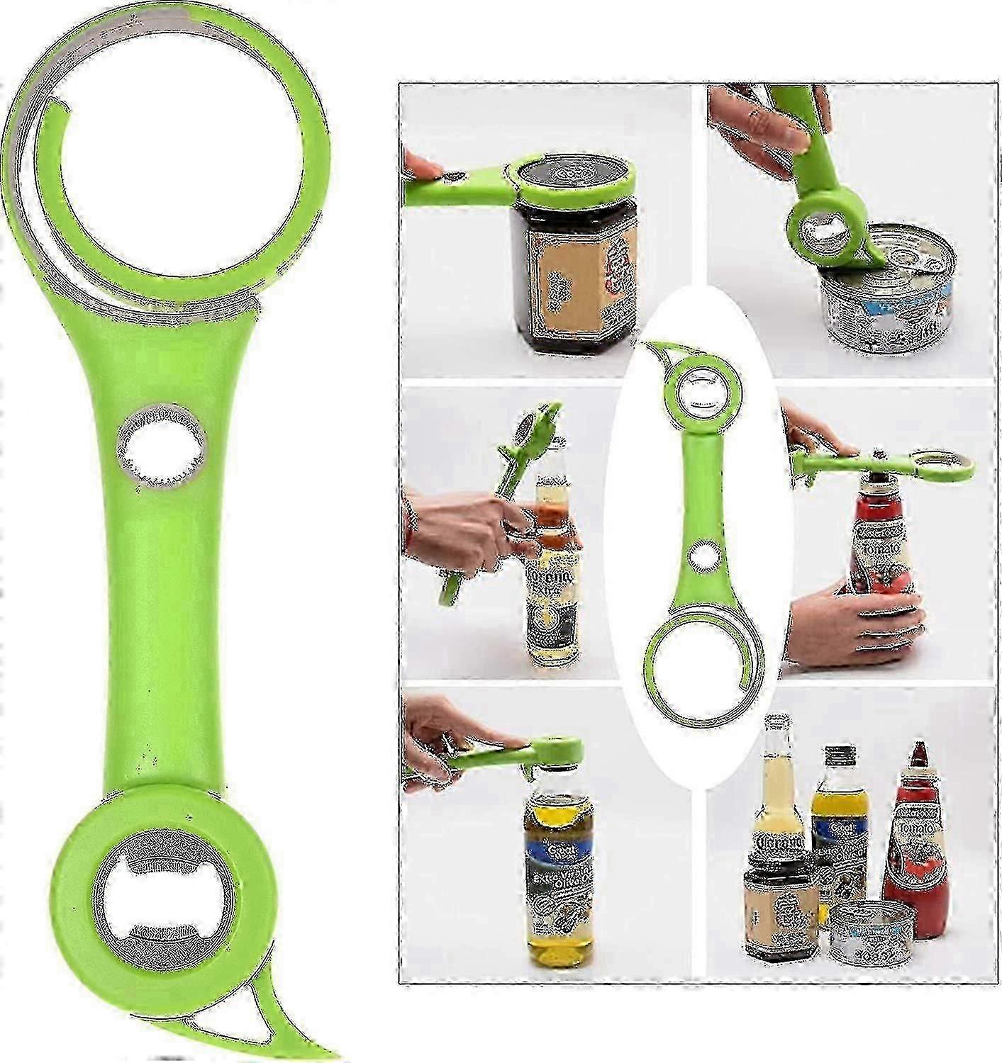 6-in-1 Jar Opener - Easy Grip Bottle Opener for Seniors & Arthritis Hands, Multi-Function
