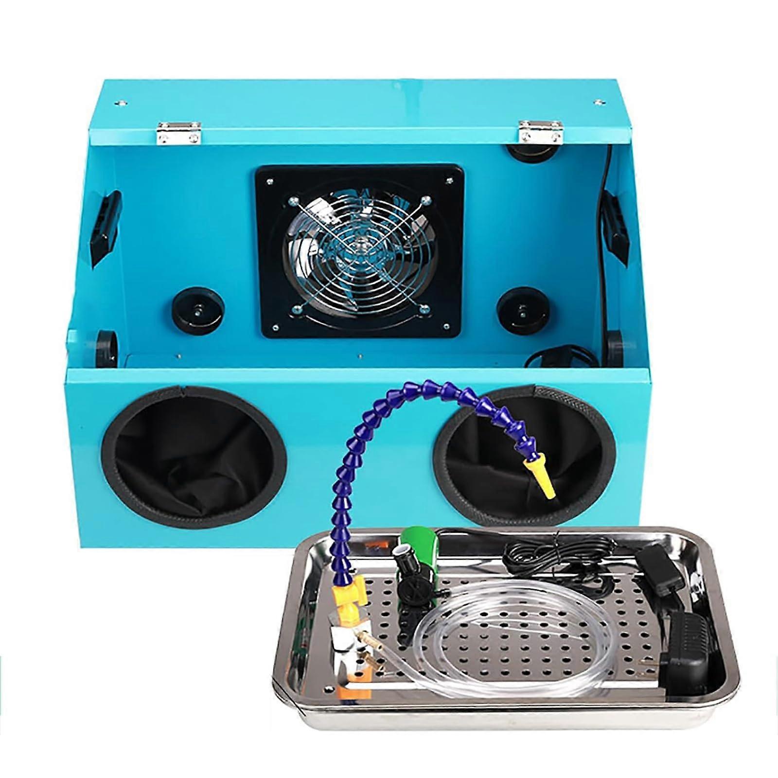 Small Dustproof Engraving Box, 40W Desktop Sandblasting Cabinet with Water Circulation, 12 cm Sleeve Diameter, Polishing Tool