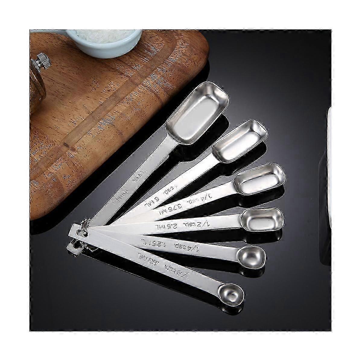 6pcs Measuring Spoons Set, Stainless Steel Measuring Spoons, Long Handle Measuring Spoons, Metal Ta