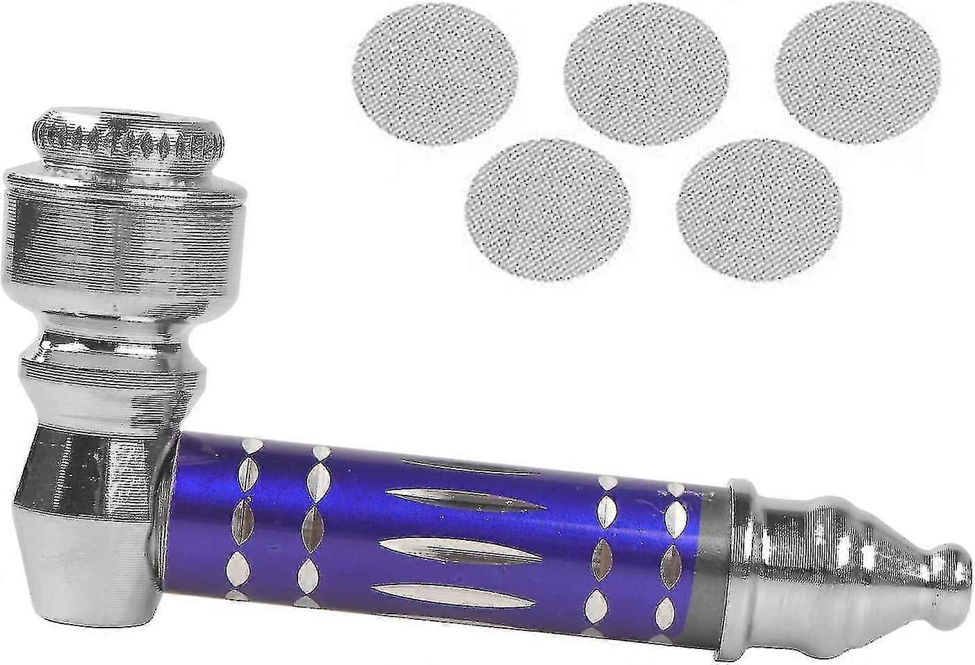 Mini Metal Creative Portable Pipe With Stainless Steel Screen Filters (blue)