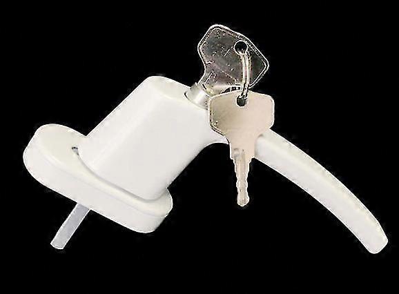 Child Safety Window Handle with 2 Keys - Aluminum Lockable for Door & Window, White, 13.3x2.9cm