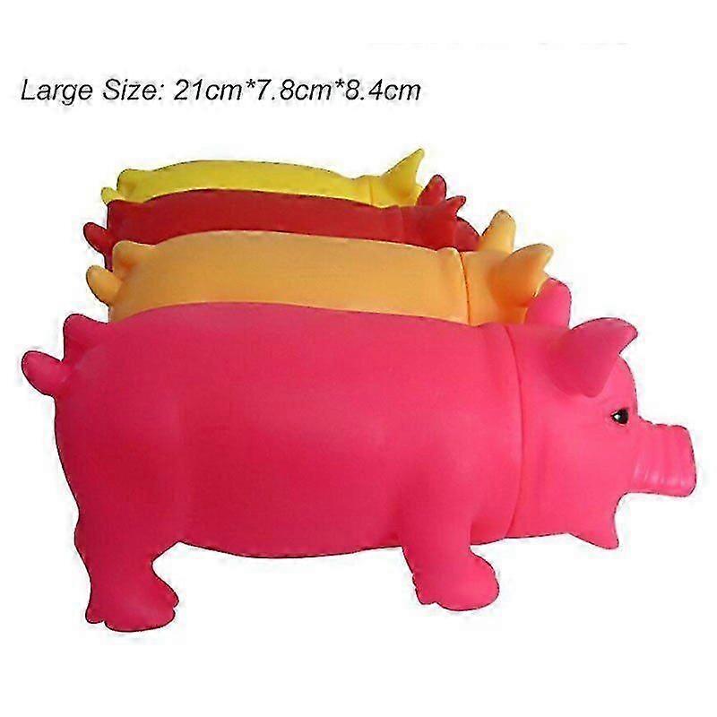 Cleaning Teeth Dog Cat Chew Toy Squeaky Pig Cute Rubber Dog Puppy Playing Pig Squeaky Squeaky Toy with Sound~Color randomly sent