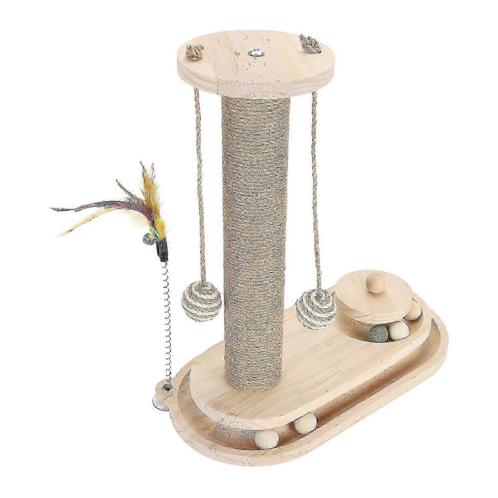 Tiragraffi interattivo per gatti a due livelli con pista a sfera - Tiragraffi per giradischi ovale alto per gatti da interno