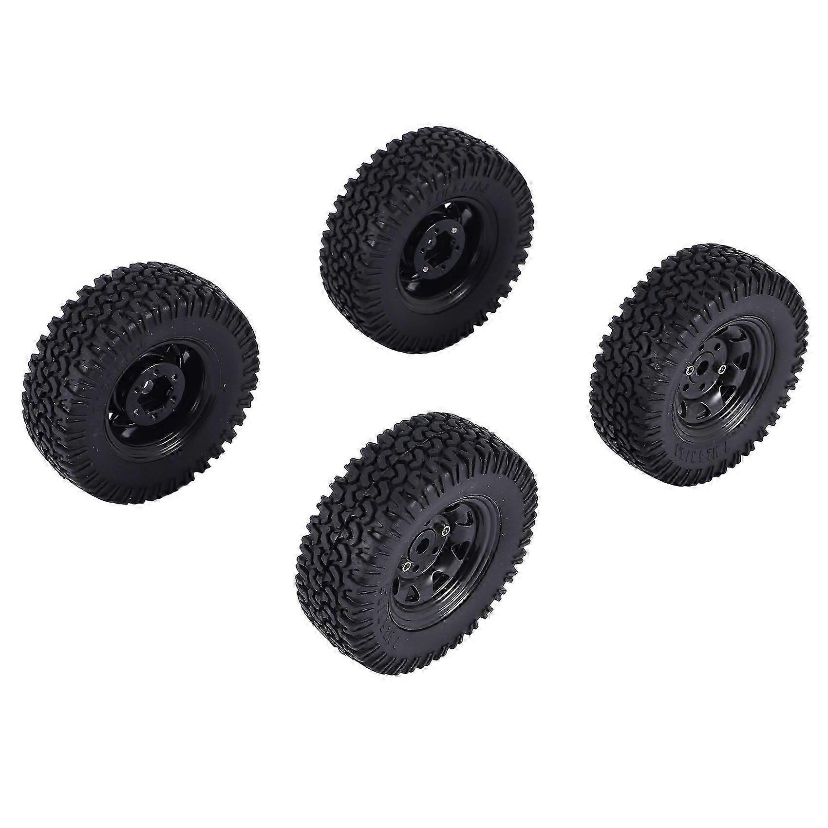 4PCS Metal Beadlock Wheel Rim Tires Set for 1/10 RC Crawler Car - Compatible with Axial Jr 90069 D90 CC01 LC70 MS