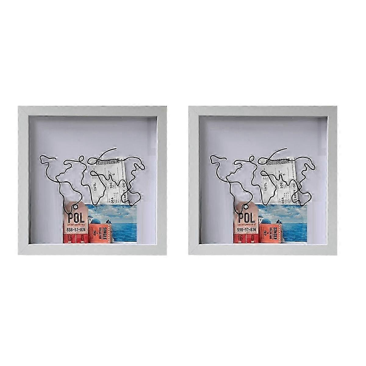 Adventure Archive Boxes for Keepsakes & Collectibles - White Storage Boxes for Tickets, Postcards, Souvenirs (2PCS)