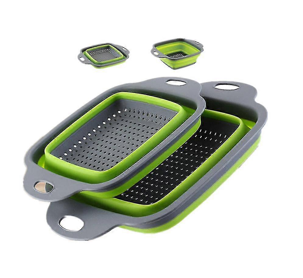 2Pcs Small Blue Silicone, Foldable, Drain Washing Basket - Fruit, V...