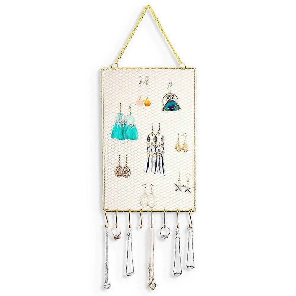 LINJOU Hanging Jewelry Orgnizer, Wall Mounted Display, Mesh(Rectangular Shape Earring Hanging Net)