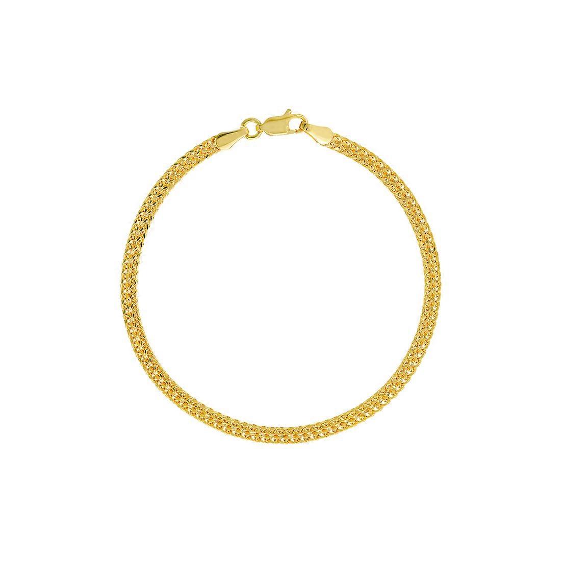 14Kイエローゴールド2列中空小麦チェーンブレスレットロブスタークロージャーと7.50インチリンクブレスレット女性と男性用