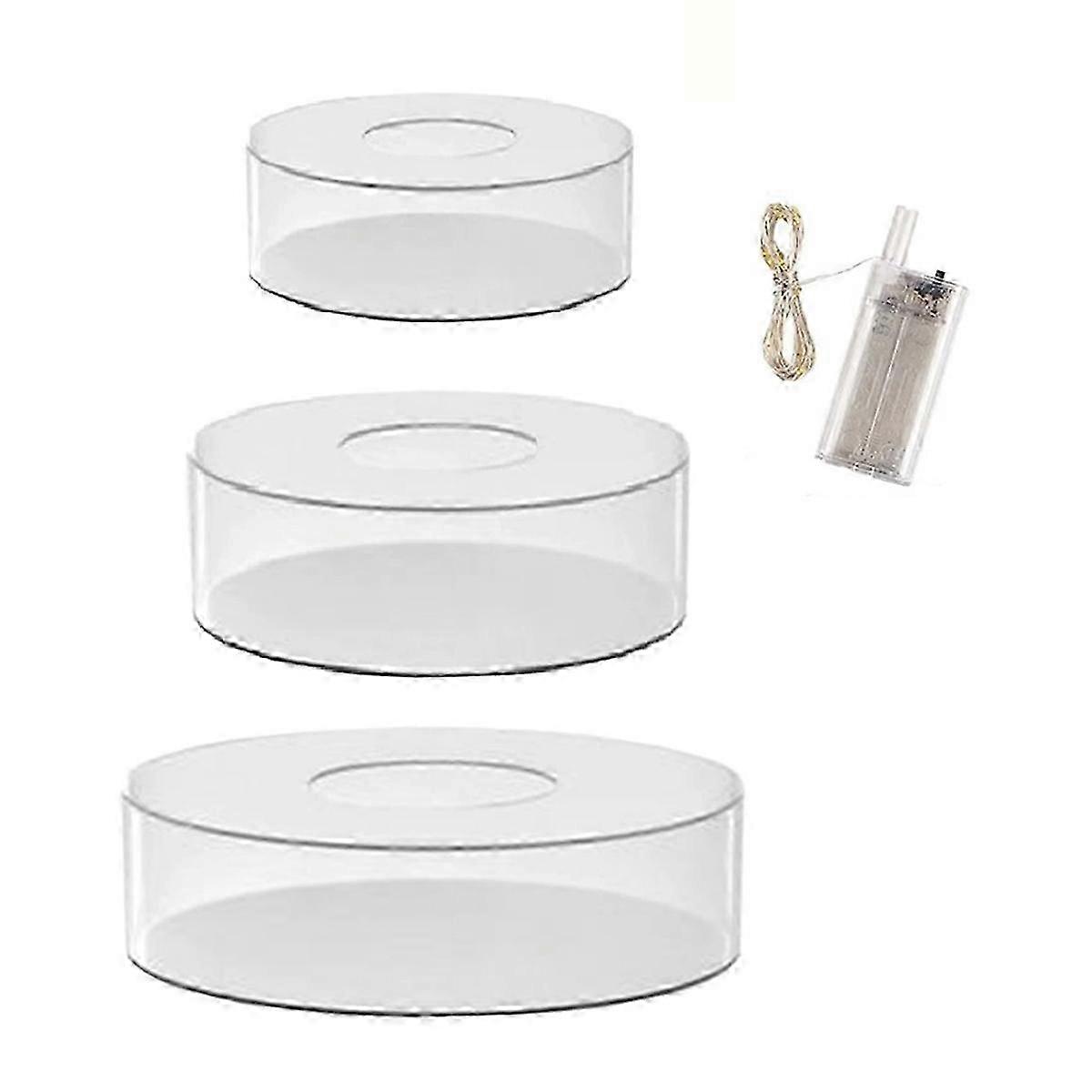 Suporte de Bolo Acrílico Otimizado com Luzes LED - 6 polegadas, 8 polegadas, 10 polegadas Transparente Fillable Riser para Bolos de 3 Camadas
