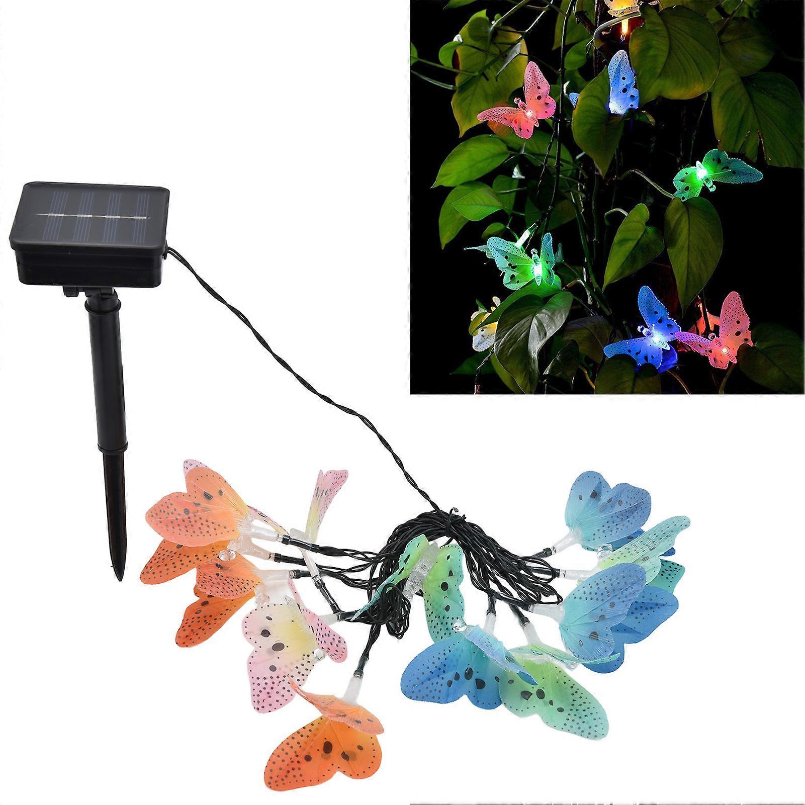 Solar Light String 12 LED Colorful Butterfly 3.8m IP44 Waterproof