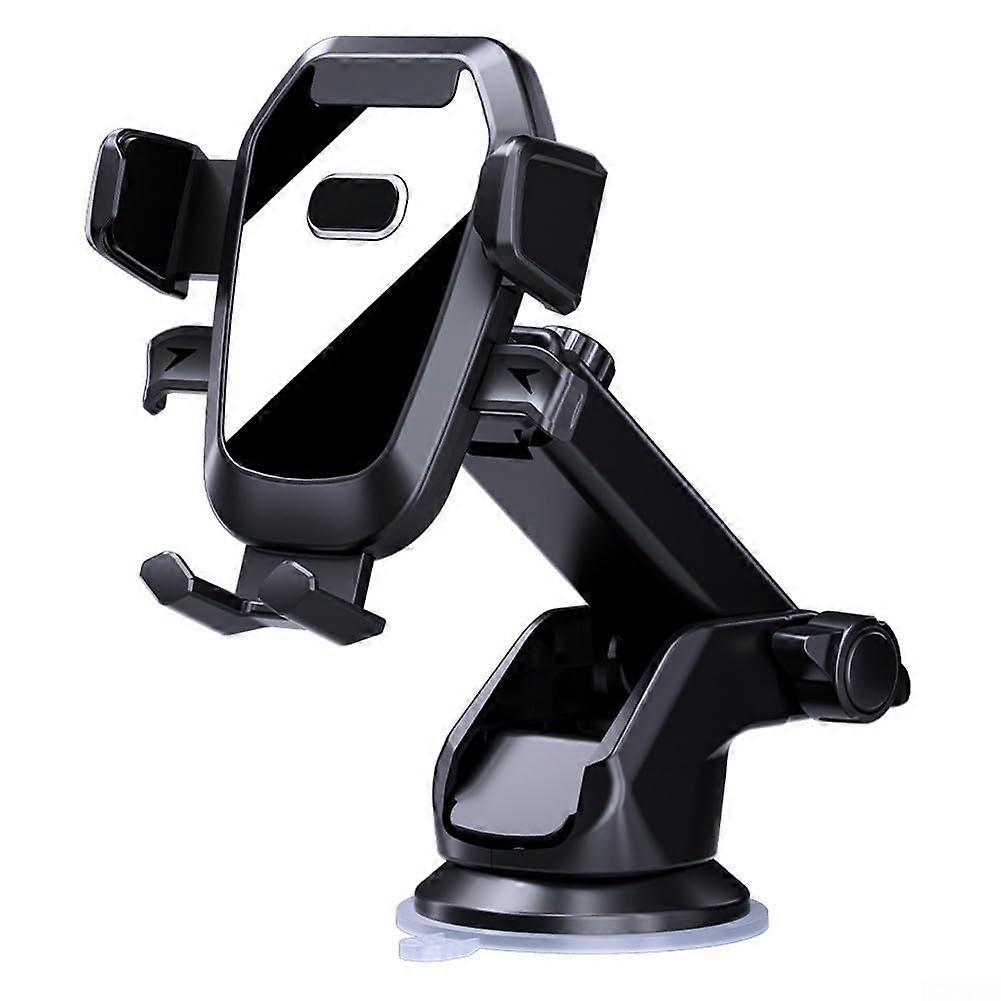Car Phone Holder Non Slip Grip Retractable Suction Cup Universal Compatibility ABS Plastic Black