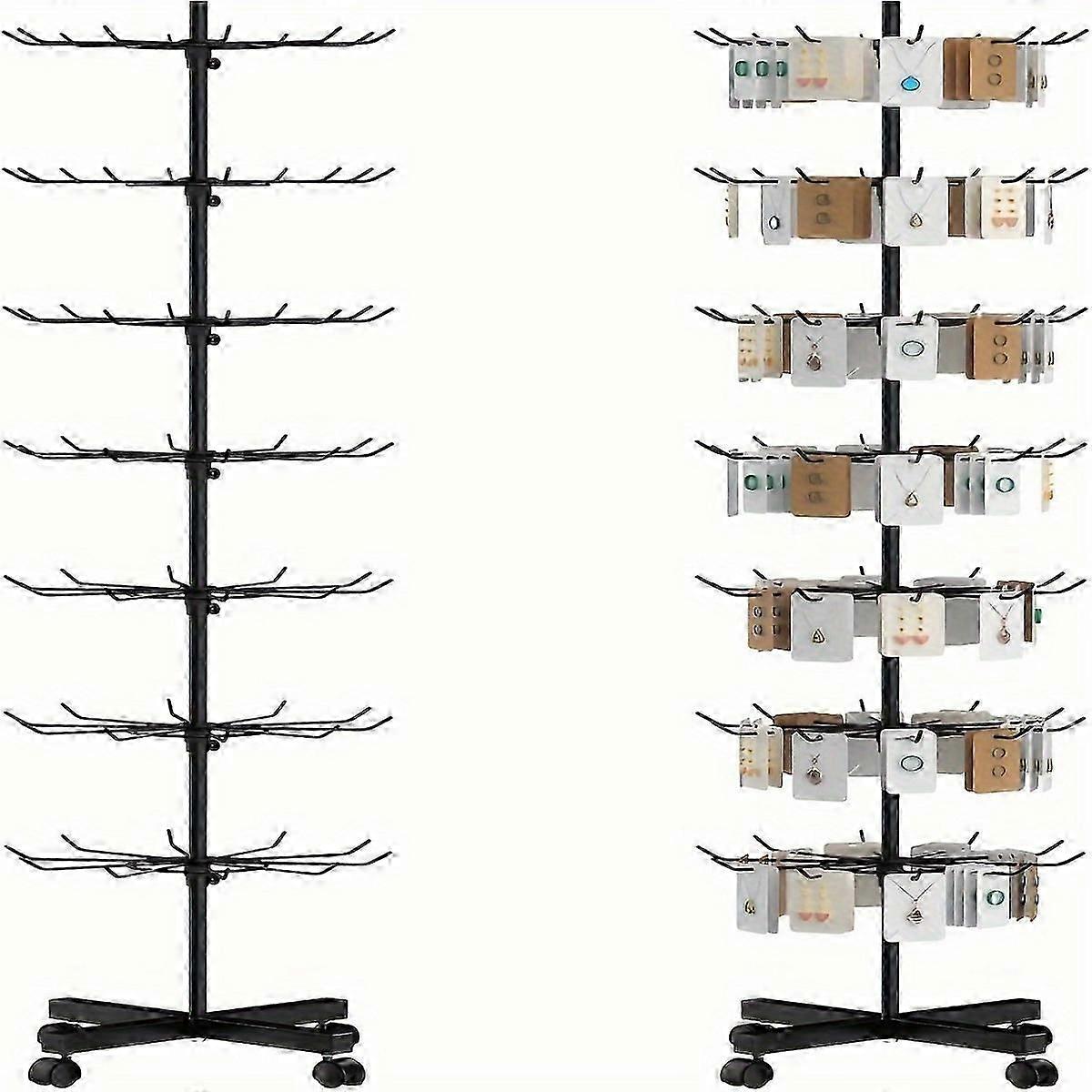 Retail Display Stand 7 Tier Rotating Rack For Store Display Shelves,Jewelry Keyring Socking Hats,Movable Shop Spinner for Toys Show