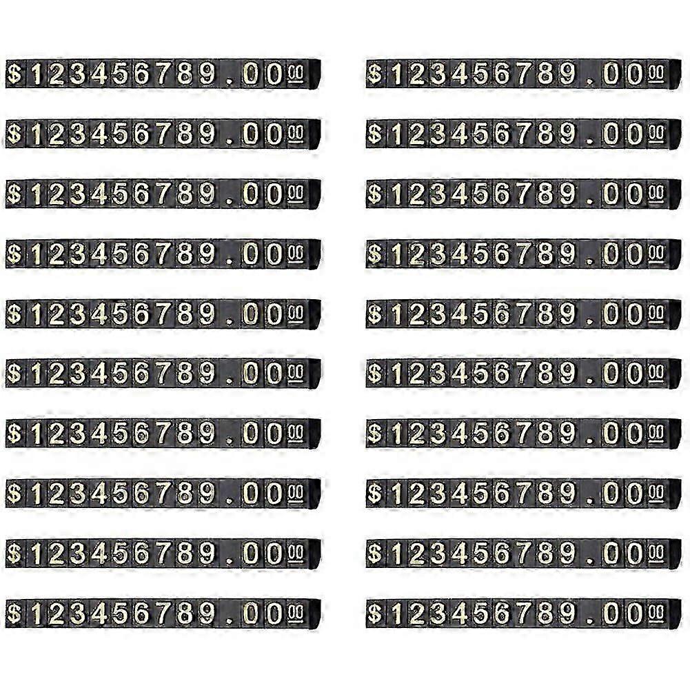 20 Sets Price Display Square Adjustable Price Tag for Price Display Counter Stand Number Letter Dollar Price Block Kit M