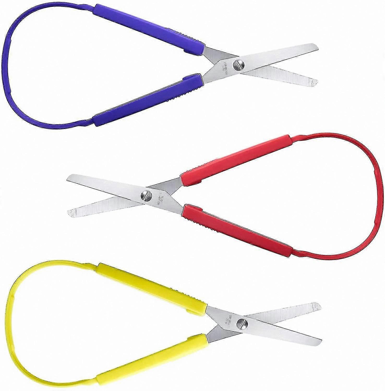 3-Pack Self-Opening Loop Scissors for Kids and Adults Safety Craft Tool