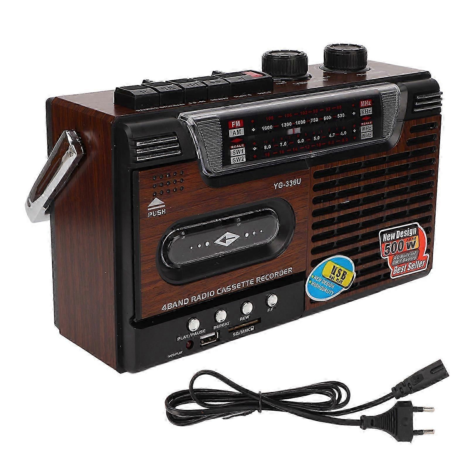Cassette Player AM FM Radio Strong Signal Noiseless Support Storage Card and USB Portable Cassette Player Recorder EU Plug 220V