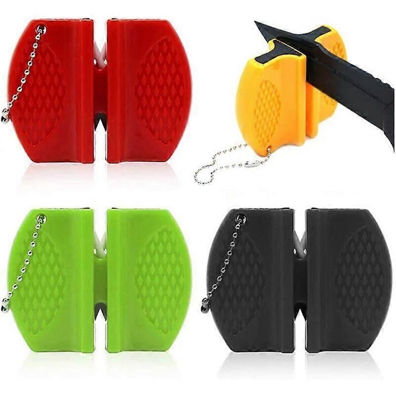 4PCS Portable Kitchen Knife Sharpener,Mini Pocket Knife Sharpening Tool Thick and Fine Sta