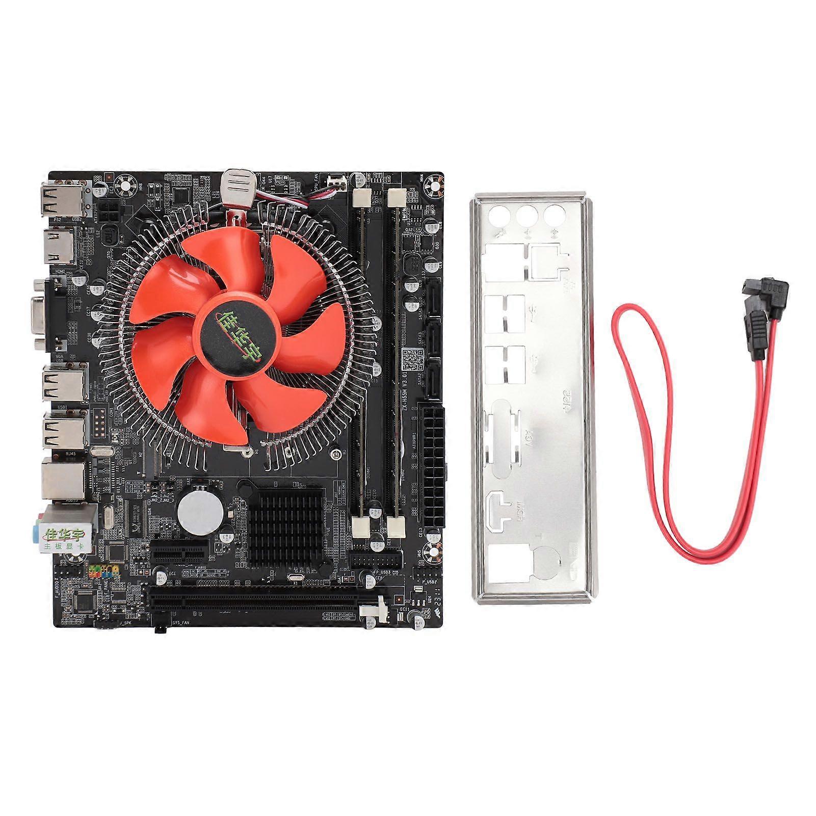 DDR3 Motherboard Dual Channel 8G Memory PCIe X16 6 USB2.0 VGA HD Output 4 Phase Power LGA 1156 Motherboard with Cooling Fan