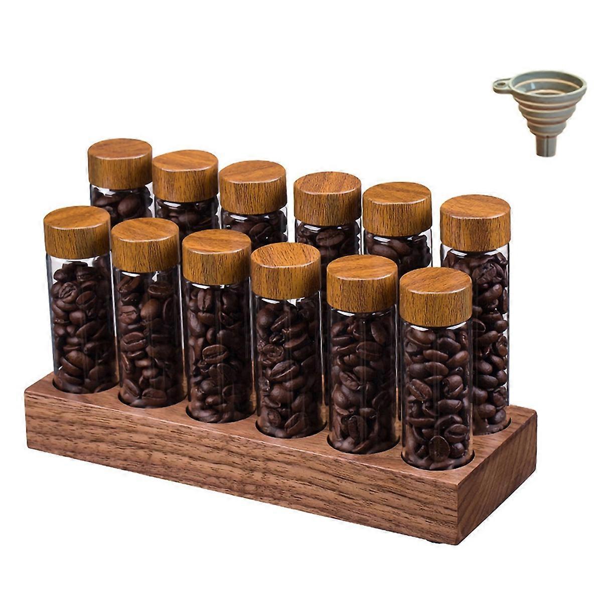 Kaffeebohnen Vorratsbehälter Tube Display Rack, Teeflaschenglas Single Espresso Zubehör Coffeware Set Werkzeug