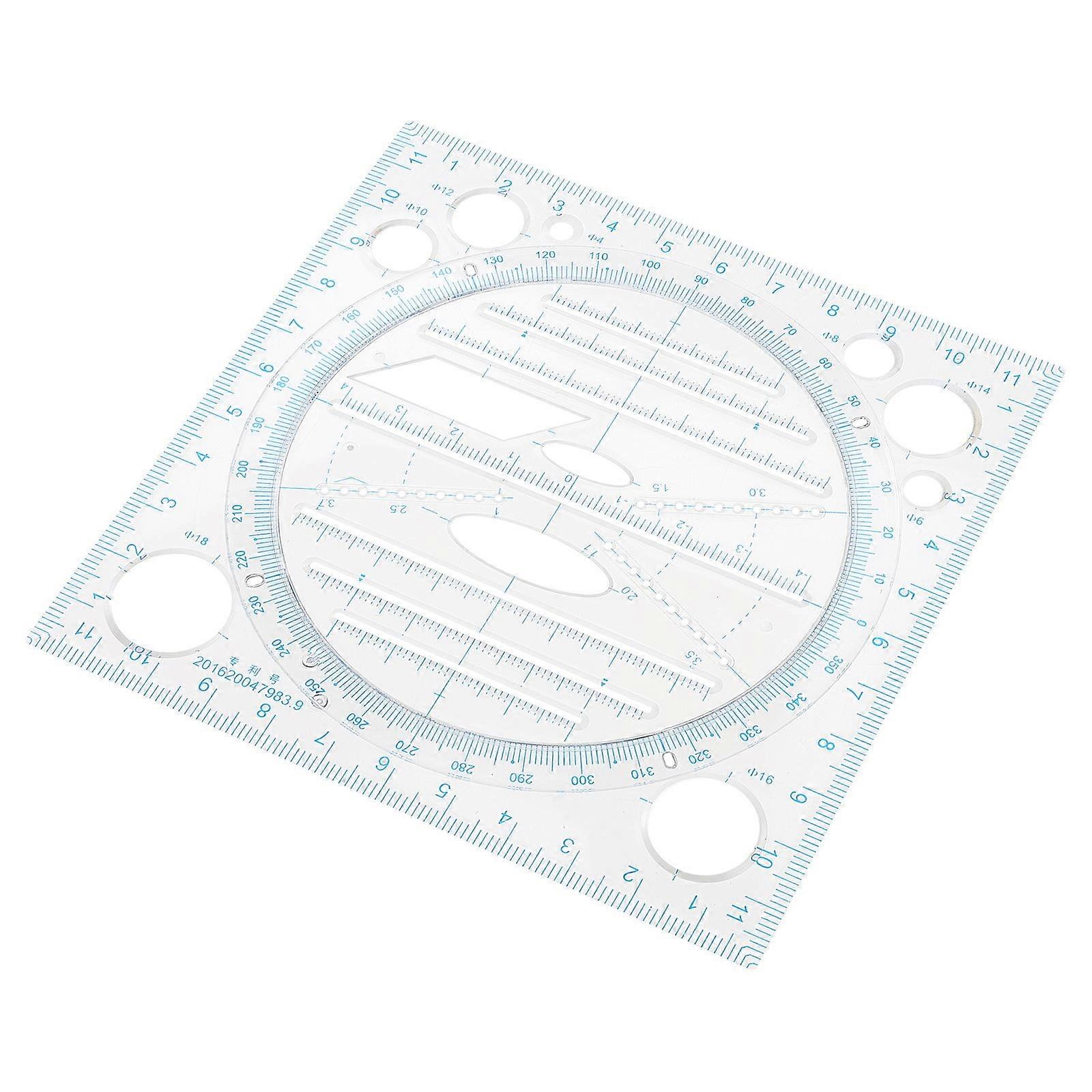 Multifunctional Drawing Ruler Geometric Template for Students Use