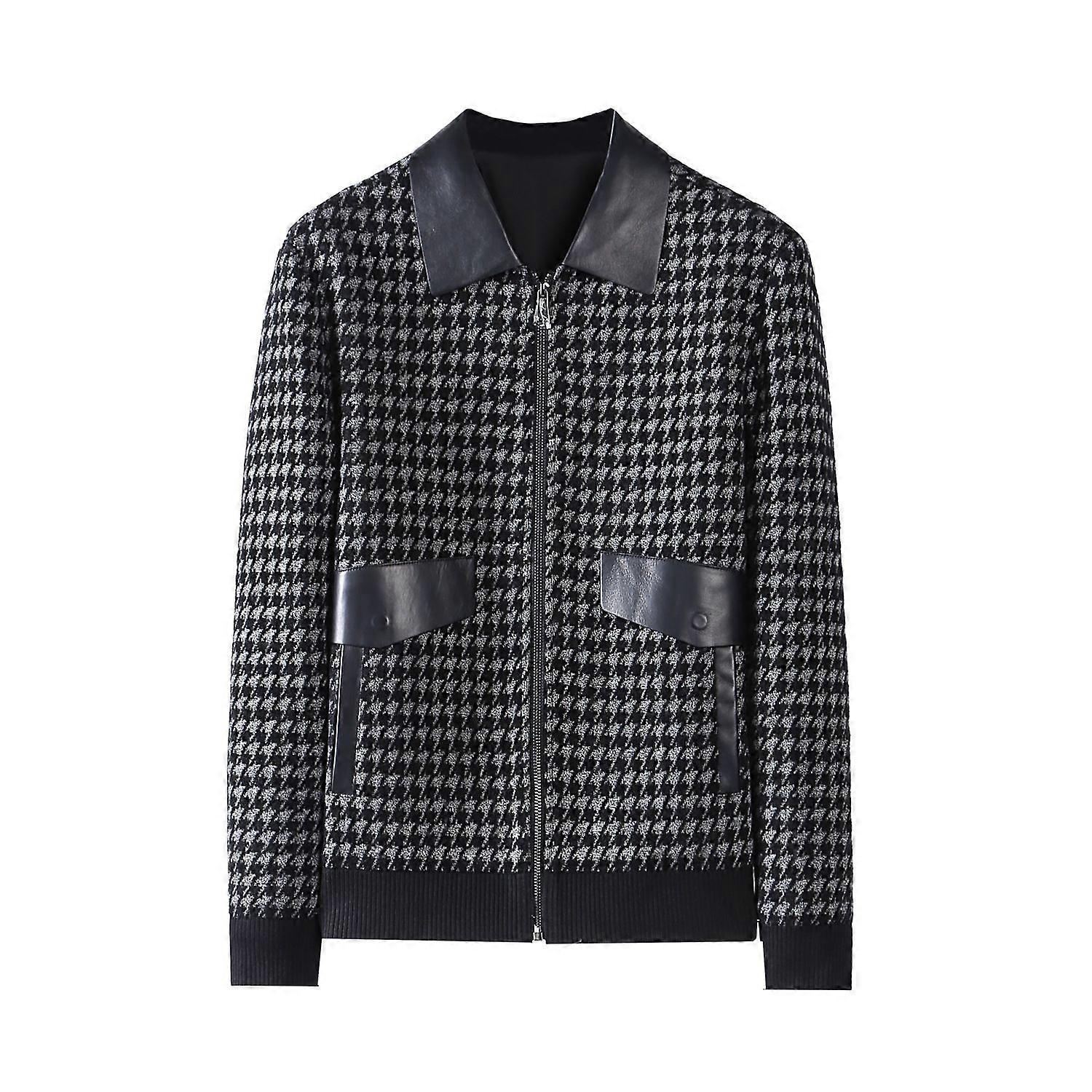 The Classic, Simple And Loose Design Of The Thousand Bird Check Sheepskin Jacket For Autumn And Winter, Men's Jk503-1