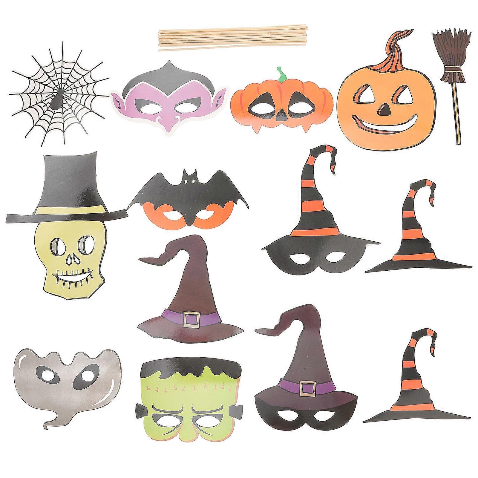 13Pcs Halloween Themed Photo Props Assorted Color Scary Decorative Items For Kids Adults Parties School Events