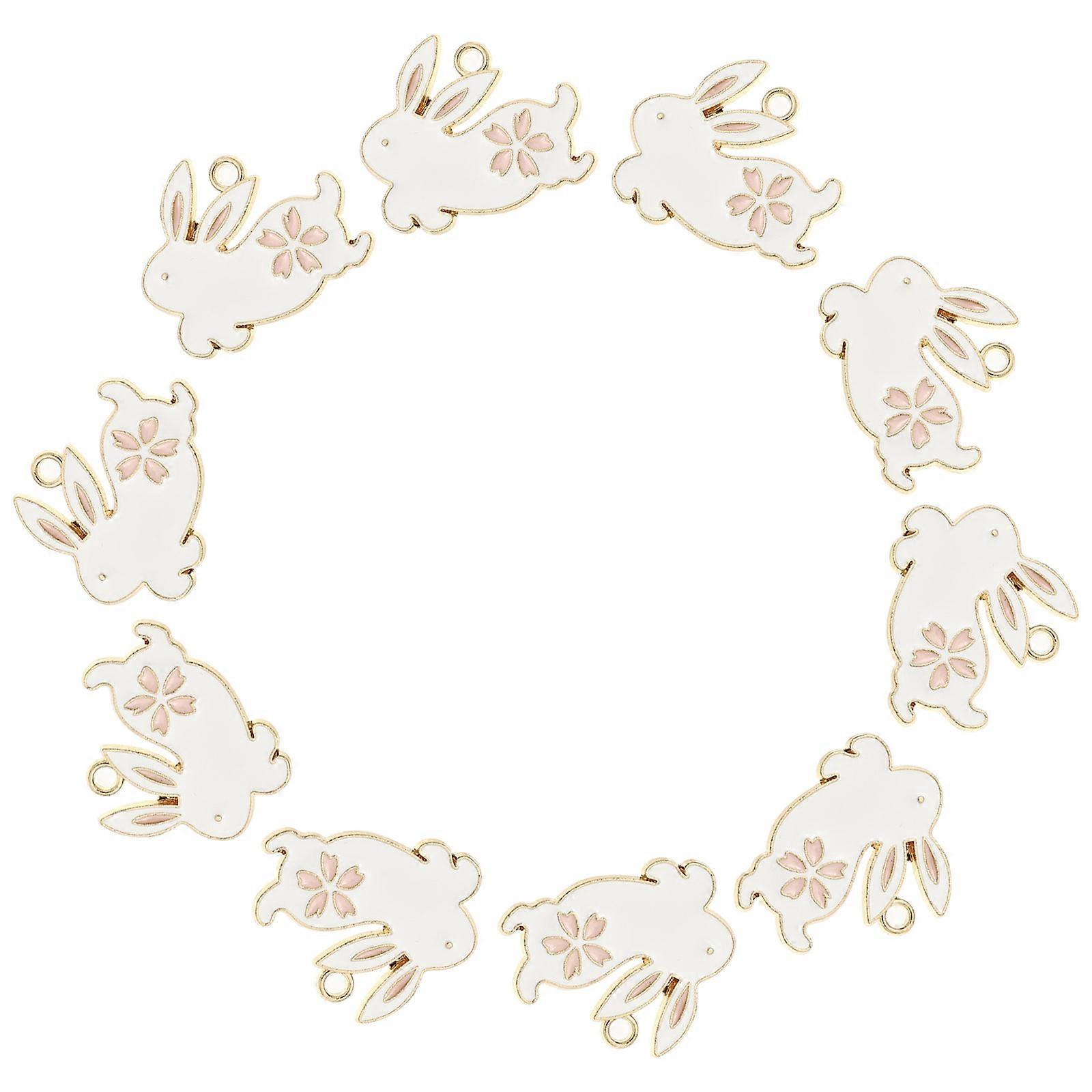 Rabbit Pendant DIY Hanging Decor for Key Ring Making 10Pcs Alloy Charms