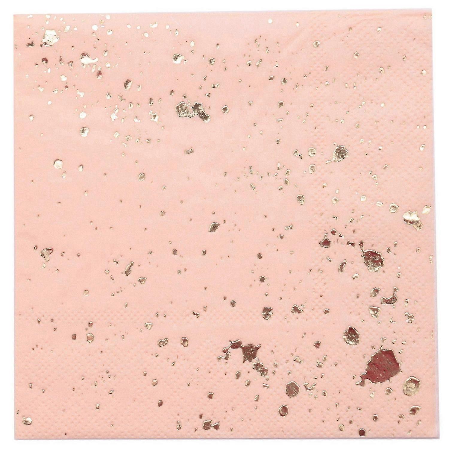 Gold Blocking Pink Marble Texture Disposable Tableware Paper Napkins