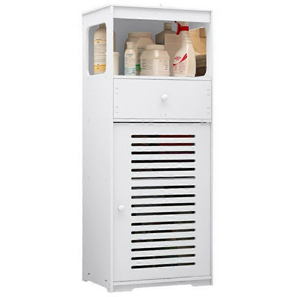 TKdaddy Multi-Tier Bathroom Storage Cabinet PVC Floor Standing Shelf with Drawer