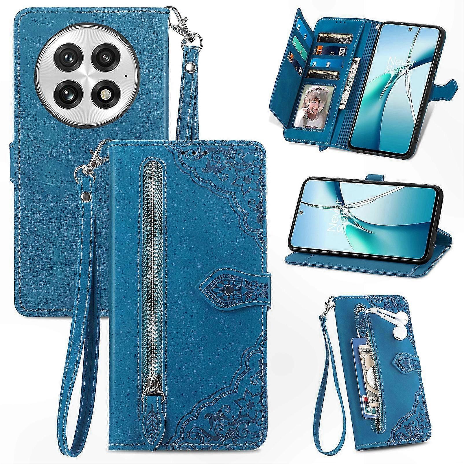 Floral Pattern PU Leather Zippered Wallet Phone Case for 13 Models