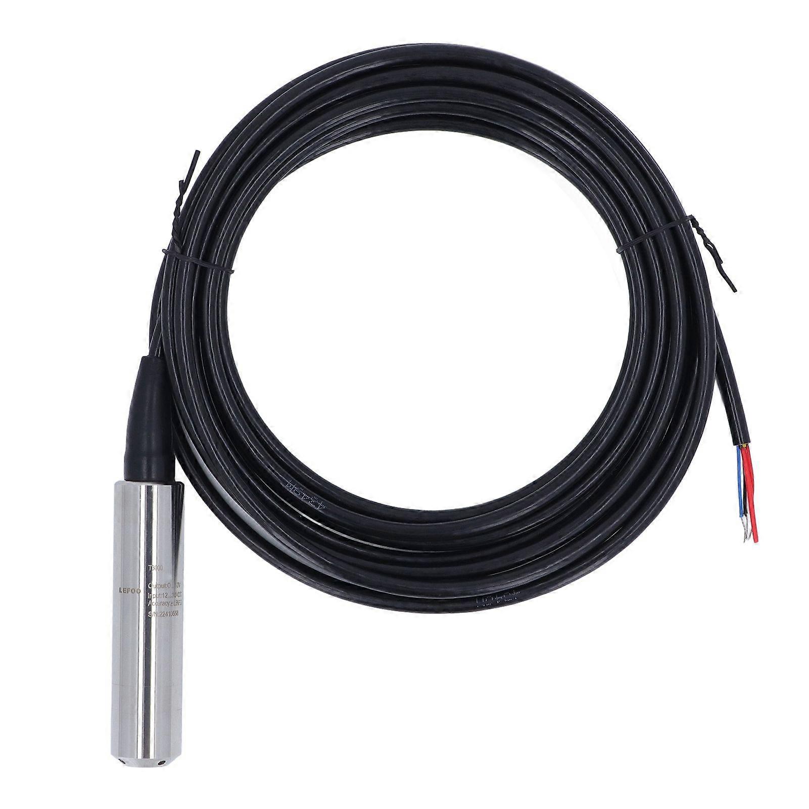 Liquid Level Transmitter Precise Sensitive IP68 Waterproof Throw in Water Level Sensor 1230VDC Power 010V Output 10m/393.7in Cable (010m Range)