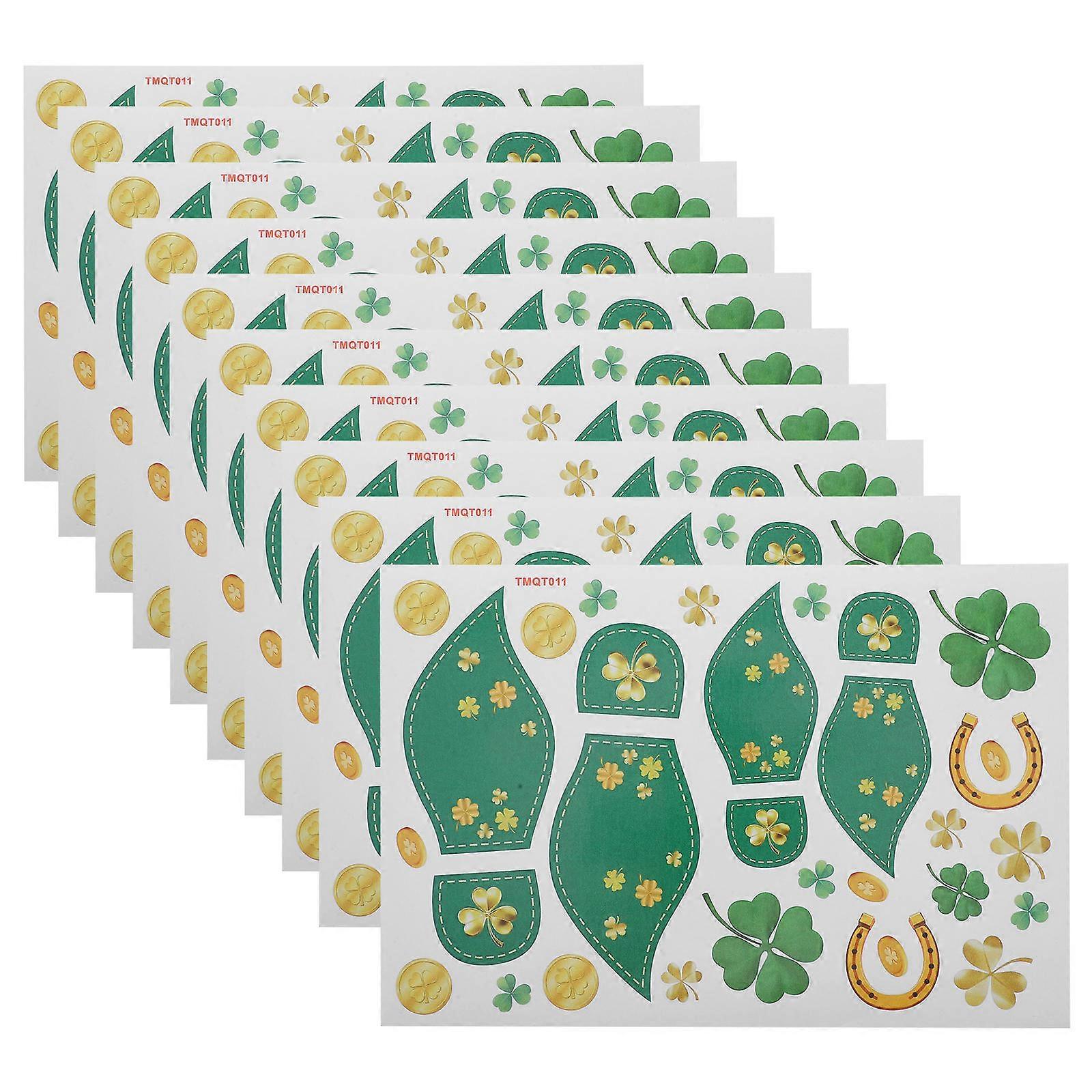 St Patrick Day Footprint Coin Sticker for Decoration 2Sets