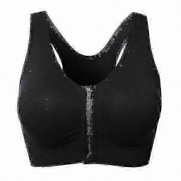 Women's Front-Zip Athletic Bra - Comfortable Wireless Design for Running and Gym Workouts