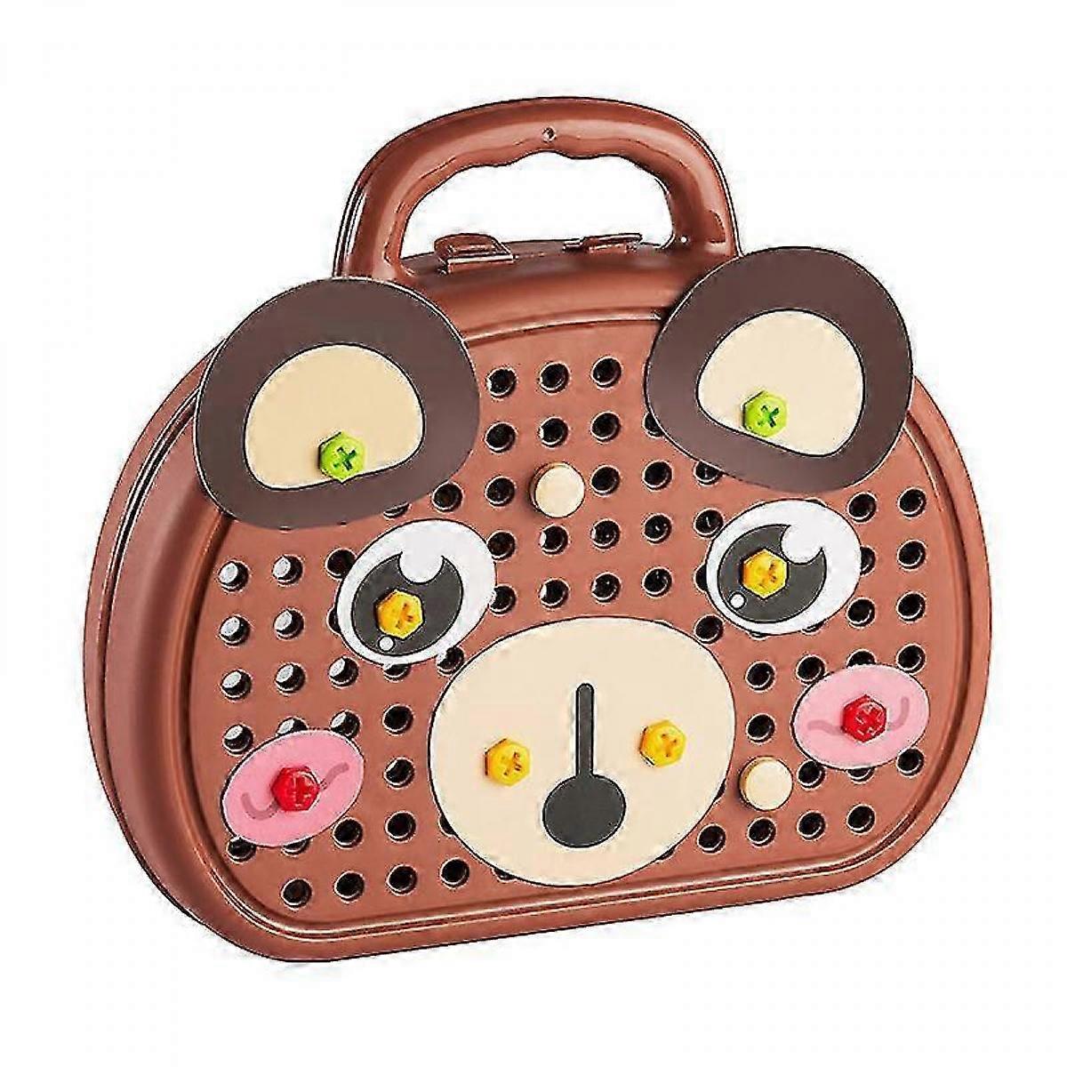 Play Tool Box, Toy Tool Box Bear, Tool Box with Drill, Play Tool Box with Drill, Suitable for Children 3-12 Years Old