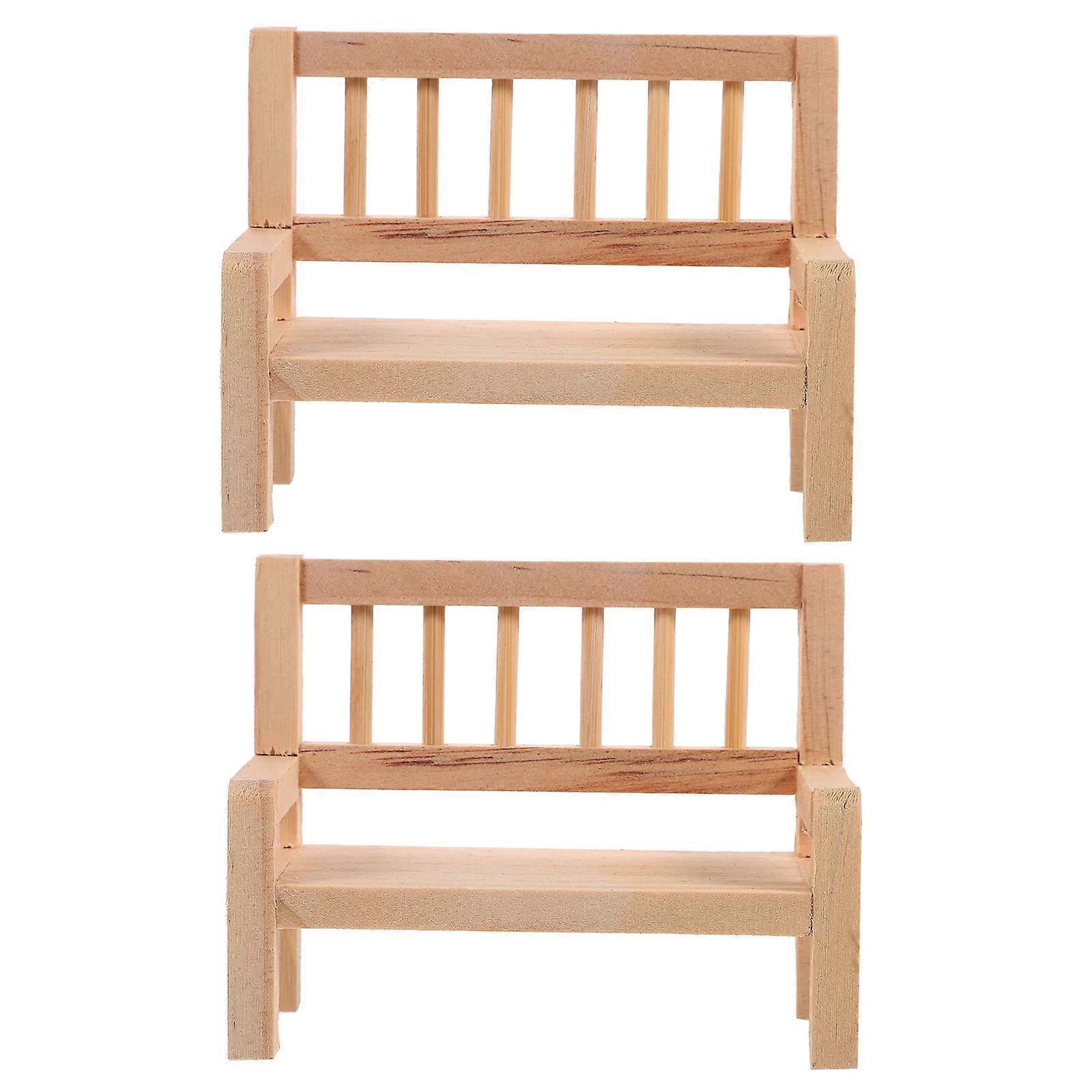 Miniature Furniture Model House Bench Doll Decoration Ideal For Room Display 8.00X6.10X3.50CM Khaki Color 10Pcs