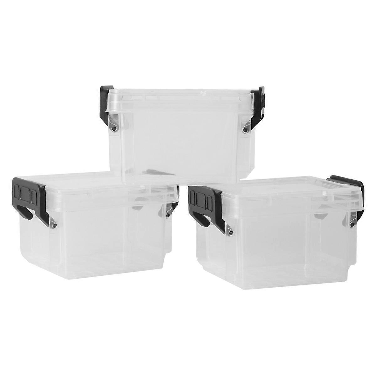Plastic Storage Box Large Capacity Organizer for Storage Use 3Pcs Transparent