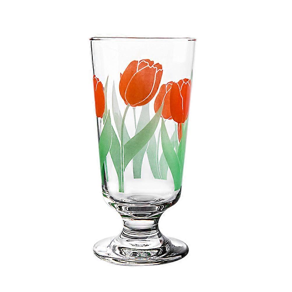 Goblet Beverage Cups Tulip Glass Design for Drinking Use 3Pcs Assorted Color