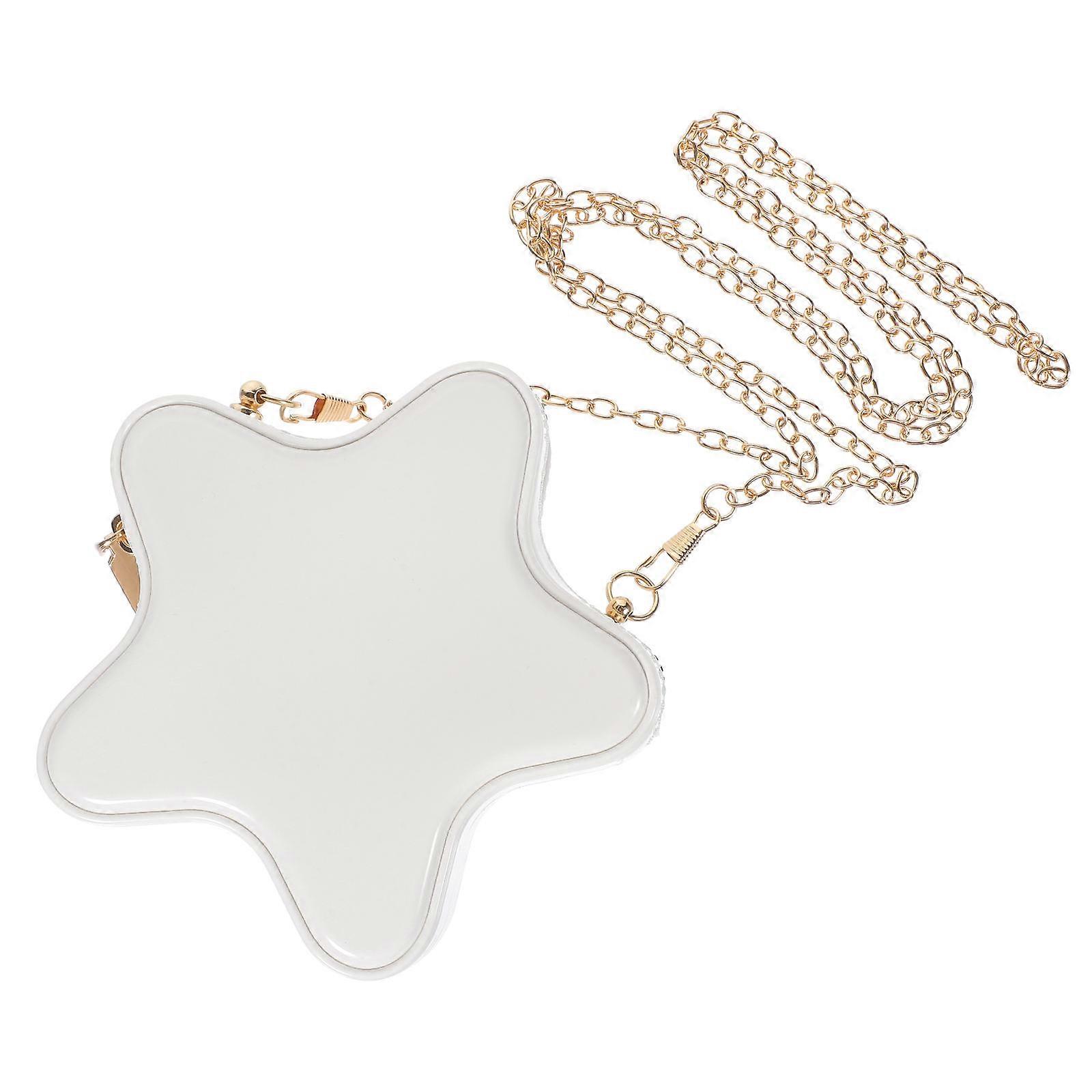 Star Shape Purse Crossbody Bag for Storage Use 5Pcs White Chain