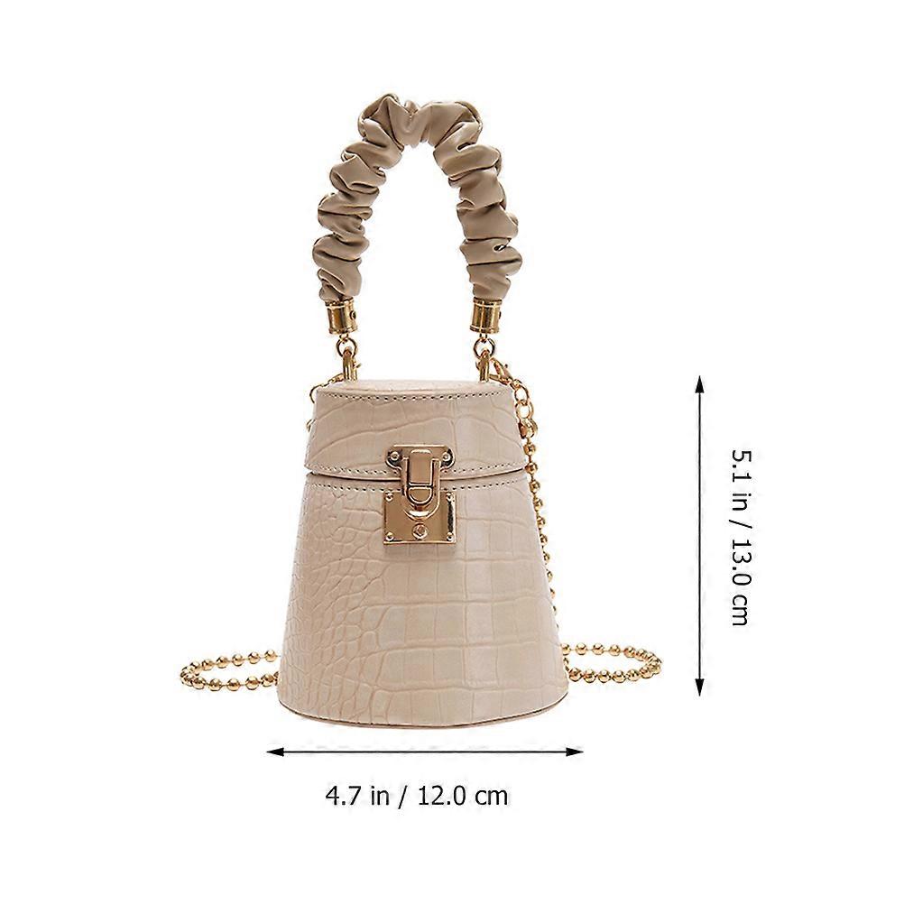 PU Pattern Messenger Bag for Storage Use 2Pcs Beige Hand Bags