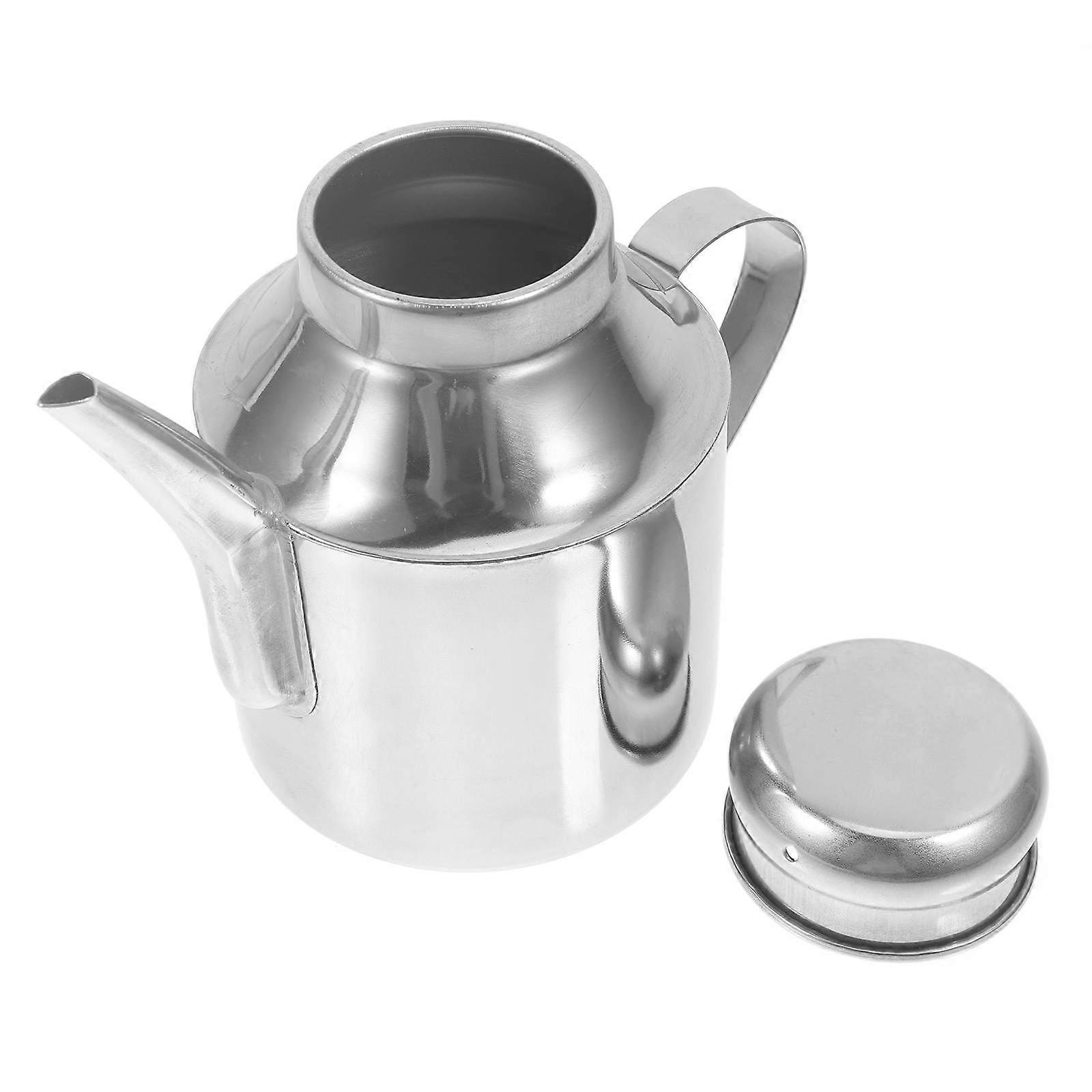 Stainless Steel Oil Storage Kettle For Home Use With Long Spout Leakproof Design 3Pcs Convenient Oil Container