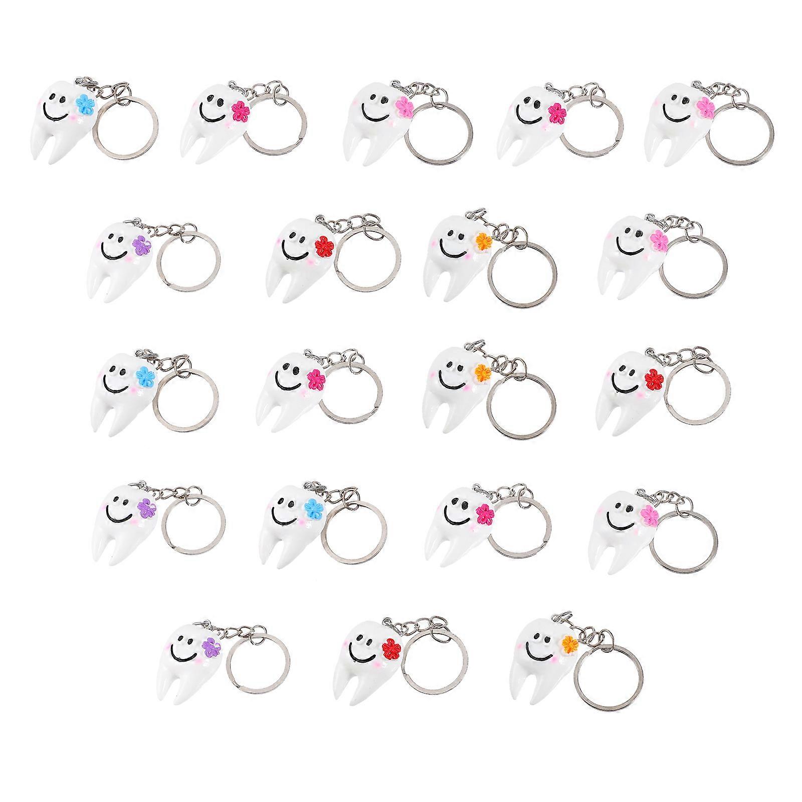 Keychain Pendants Creative Tooth Shaped Keychains for Decoration 40Pcs