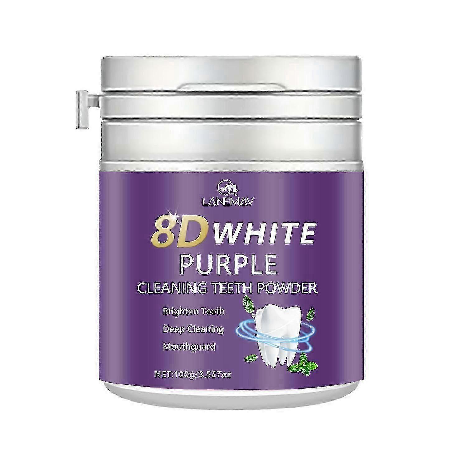 بودرة تبييض الأسنان ، 8D مسحوق تبييض الأسنان الأبيض الأرجواني ، التنظيف العميق للعناية بالفم ، التنفس المنعش ، الأسنان الصحية ، تبييض مزيل البقع الصفراء