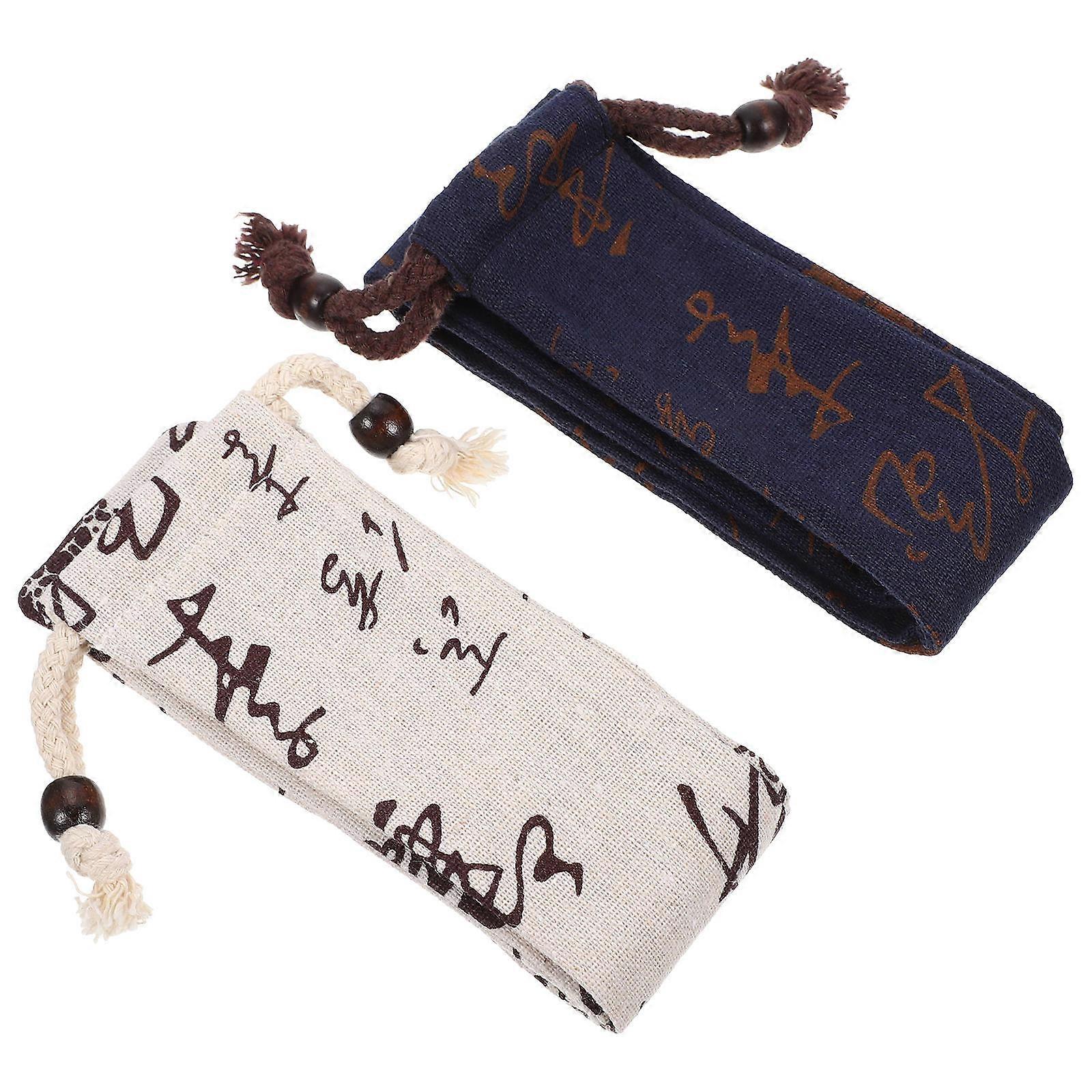 שקית אחסון לחליל כותנה פשתן להגנה 2 יחידות תיק מגן לחליל במבוק