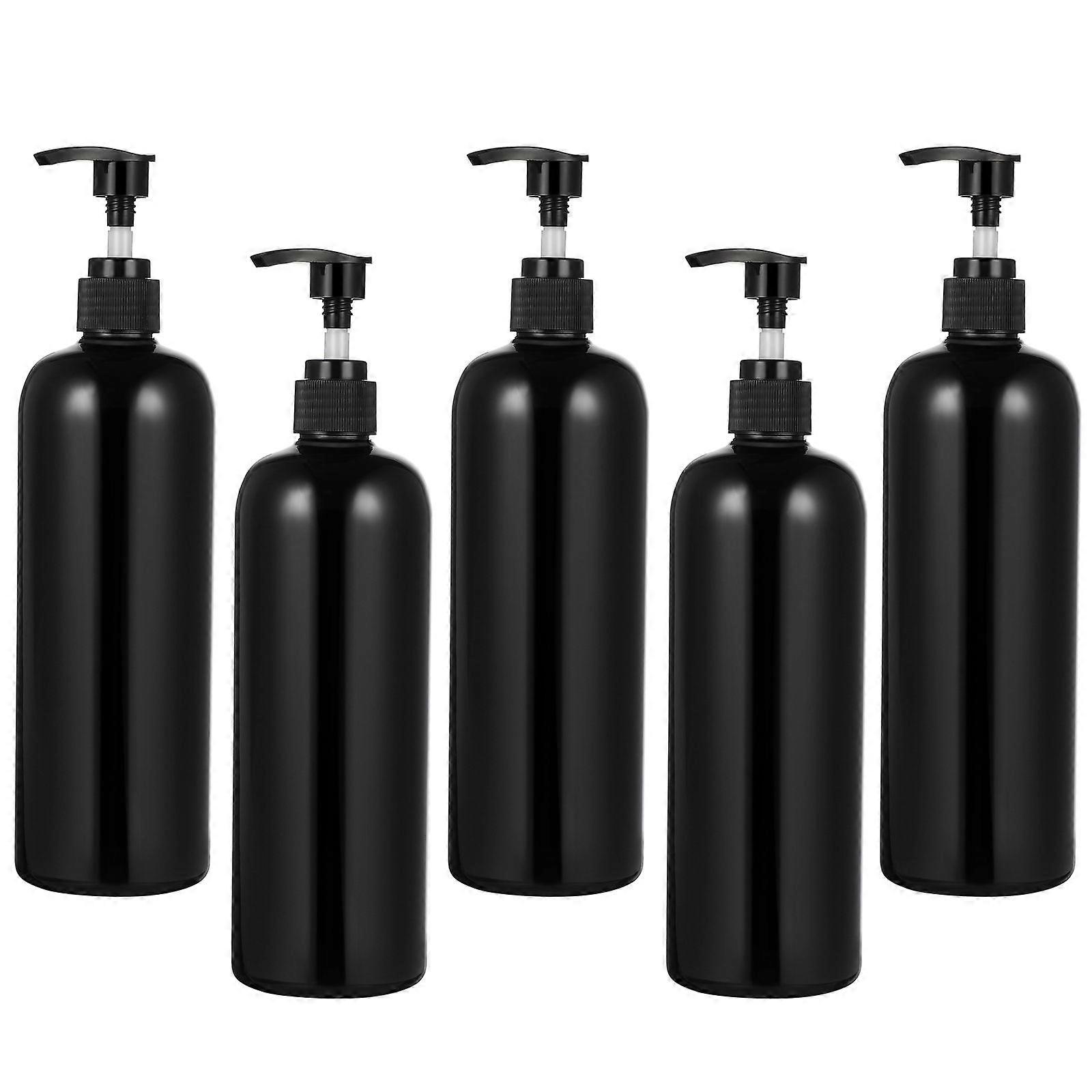 Shampoo Dispenser Press Pump Bottle Plastic for Storage Use 5Pcs Black