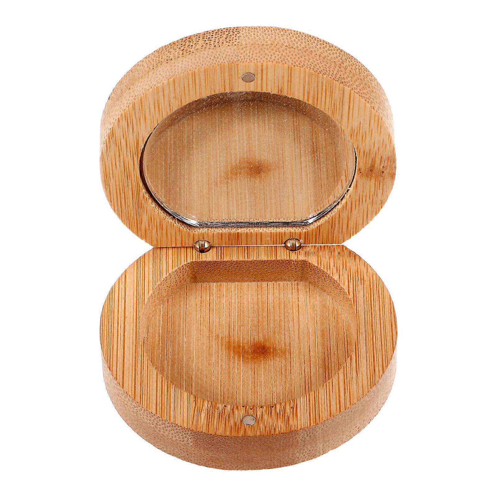 Small Mirror Bamboo Makeup Mirror for Makeup Use 3Pcs Portable Set