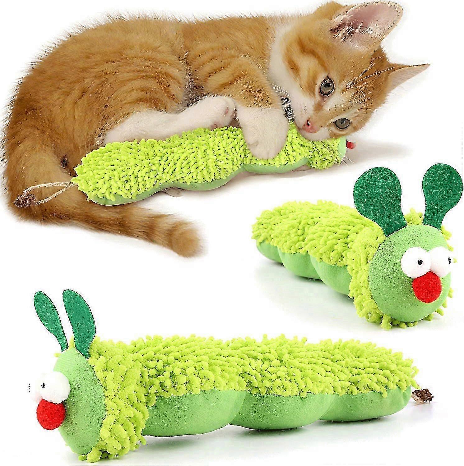 Cat Catnip Toy for Indoor Cats, Cat Chew Toy for Teeth Cleaning, Bite-Resistant Plush Caterpillar Design, Dental Health Benefits